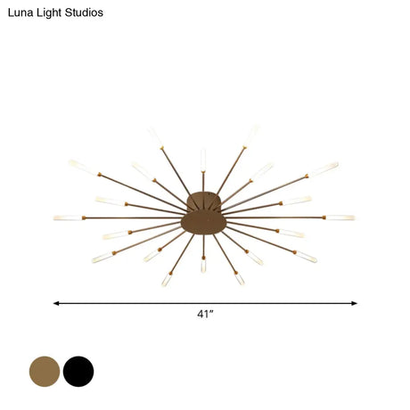 Contemporary Black/Gold Ceiling Light Fixture With Acrylic Led For Bedroom - Semi Flush Mounted