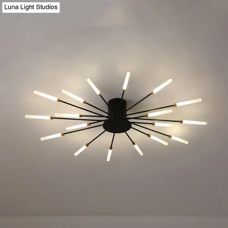 Contemporary Black/Gold Ceiling Light Fixture With Acrylic Led For Bedroom - Semi Flush Mounted