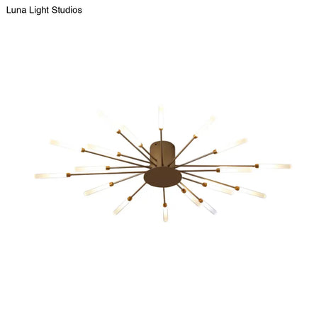 Contemporary Black/Gold Ceiling Light Fixture With Acrylic Led For Bedroom - Semi Flush Mounted