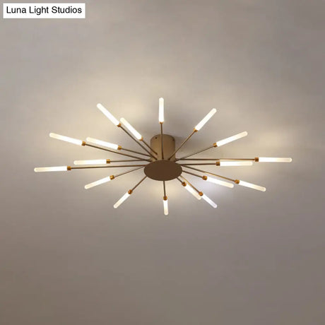 Contemporary Black/Gold Ceiling Light Fixture With Acrylic Led For Bedroom - Semi Flush Mounted