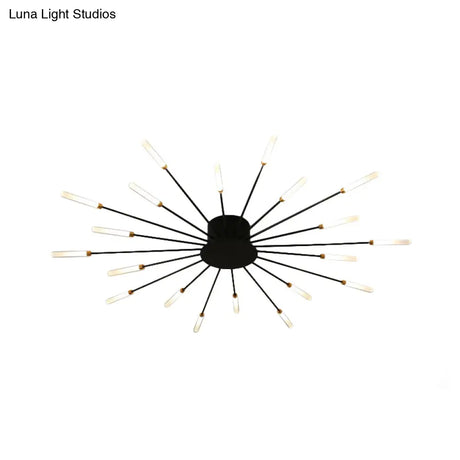 Contemporary Black/Gold Ceiling Light Fixture With Acrylic Led For Bedroom - Semi Flush Mounted