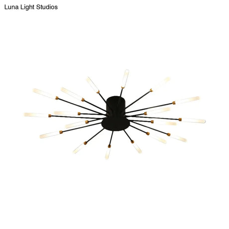 Contemporary Black/Gold Ceiling Light Fixture With Acrylic Led For Bedroom - Semi Flush Mounted