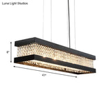 Contemporary Black/Gold Crystal Island Pendant Lighting - Rectangle Shape 6/7/9 Lights