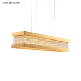 Contemporary Black/Gold Crystal Island Pendant Lighting - Rectangle Shape 6/7/9 Lights