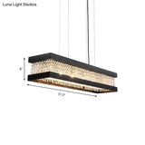 Contemporary Black/Gold Crystal Island Pendant Lighting - Rectangle Shape 6/7/9 Lights