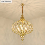 Contemporary Black/Gold Lantern Chandelier With Crystal Encrusted Hanging Lamp Kit - 4/6 Lights