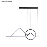 Contemporary Black/Gold Led Pendant Chandelier For Dining Room: Sunset Metallic Island Hanging