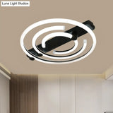 Contemporary Black/Gold Metal Circle Ceiling Light With Led Semi Flush Mount - Warm/White Lighting