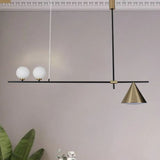 Contemporary Black/Gold Metal Linear Chandelier - Triple Light Ideal For Islands Gold