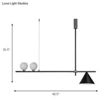 Contemporary Black/Gold Metal Linear Chandelier - Triple Light Ideal For Islands