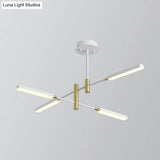 Contemporary Black/Gold Or White/Gold Acrylic Chandelier - Sputnik Ceiling Light (4/6-Light) Third