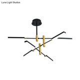 Contemporary Black/Gold Or White/Gold Acrylic Chandelier - Sputnik Ceiling Light (4/6-Light) Third