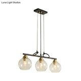 Contemporary Black Hanging Chandelier With Clear/Prismatic Glass 3/4 Bulbs - Modern Pendant Light