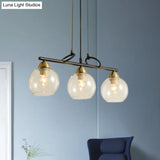 Contemporary Black Hanging Chandelier With Clear/Prismatic Glass 3/4 Bulbs - Modern Pendant Light