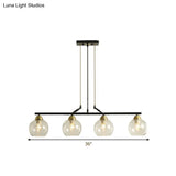 Contemporary Black Hanging Chandelier With Clear/Prismatic Glass 3/4 Bulbs - Modern Pendant Light