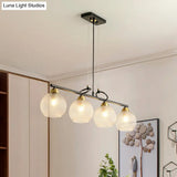 Contemporary Black Hanging Chandelier With Clear/Prismatic Glass 3/4 Bulbs - Modern Pendant Light