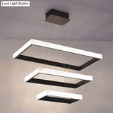 Contemporary Black Led Acrylic Tiered Chandelier Pendant Light