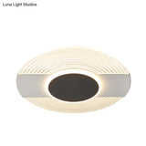 Contemporary Black Led Ceiling Flush Mount Light For Bedroom - Warm/White 9’/12’/18’ Wide