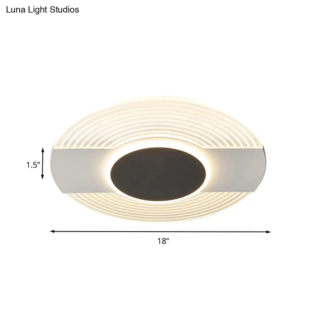 Contemporary Black Led Ceiling Flush Mount Light For Bedroom - Warm/White 9’/12’/18’ Wide