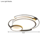 Contemporary Black Led Flush Mount Lamp For Bedroom - Metallic Light Fixture