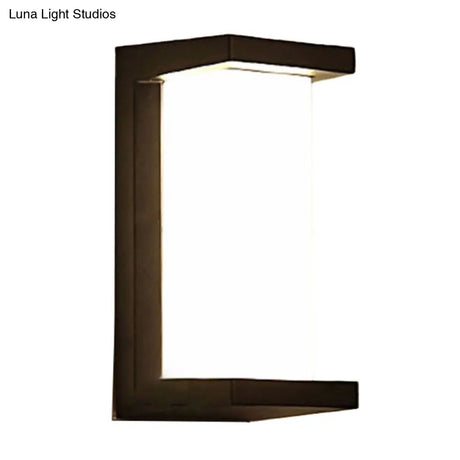 Contemporary Black Led Wall Lamp For Courtyard - Flush Mount Sconce