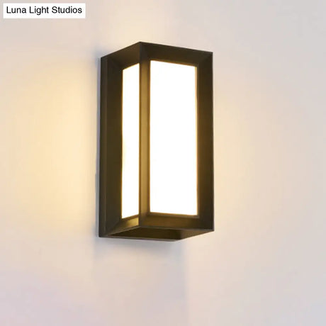 Contemporary Black Led Wall Lamp For Courtyard - Flush Mount Sconce