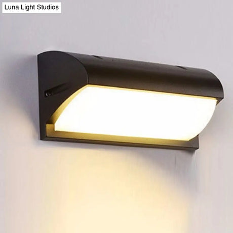 Contemporary Black Led Wall Lamp For Courtyard - Flush Mount Sconce