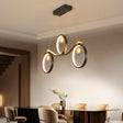 Contemporary Black Metal Led Pendant Light With Symmetrical Rings - Island Ceiling Lighting / Third
