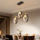 Contemporary Black Metal Led Pendant Light With Symmetrical Rings - Island Ceiling Lighting / Third