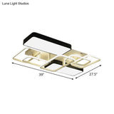 Contemporary Black Rectangular Flush Ceiling Light Led Acrylic Lighting For Living Room -