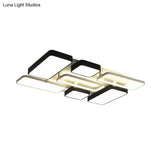 Contemporary Black Rectangular Flush Ceiling Light Led Acrylic Lighting For Living Room -