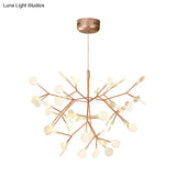 Contemporary Black/Rose Gold Branching Ceiling Fixture With Acrylic Chandelier (30/45 Lights)