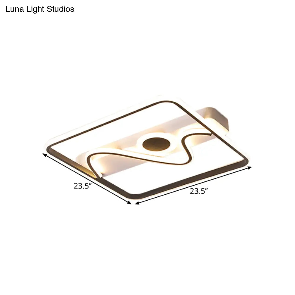 Contemporary Black Square Frame Led Flush Mount Ceiling Light - 16’/19.5’/23.5’ Warm/White
