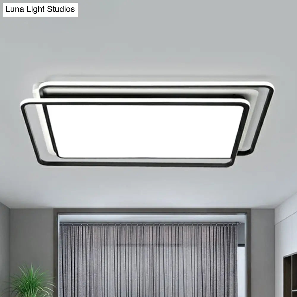 Contemporary Black - White Led Ceiling Light For Living Room - Acrylic Flush Mount Fixture