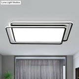 Contemporary Black - White Led Ceiling Light For Living Room - Acrylic Flush Mount Fixture