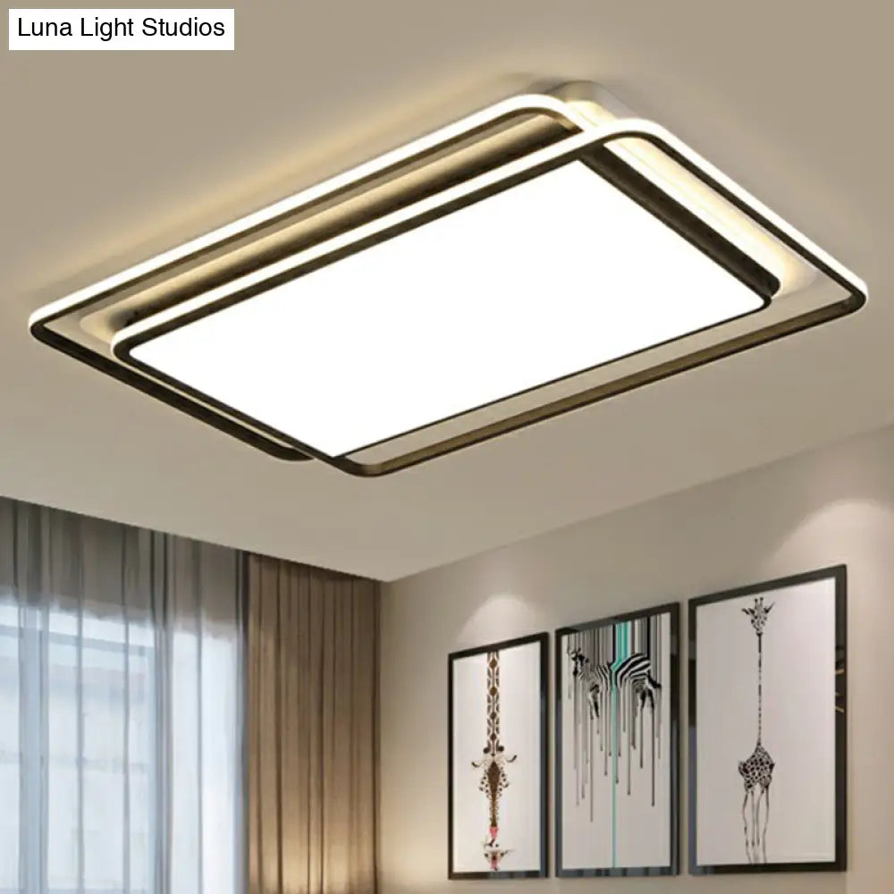 Contemporary Black - White Led Ceiling Light For Living Room - Acrylic Flush Mount Fixture