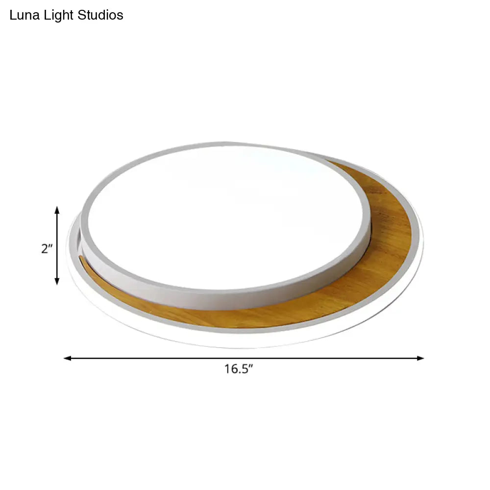 Contemporary Black/White Led Circle Flush Mount Ceiling Light Metal Fixture In White/Warm