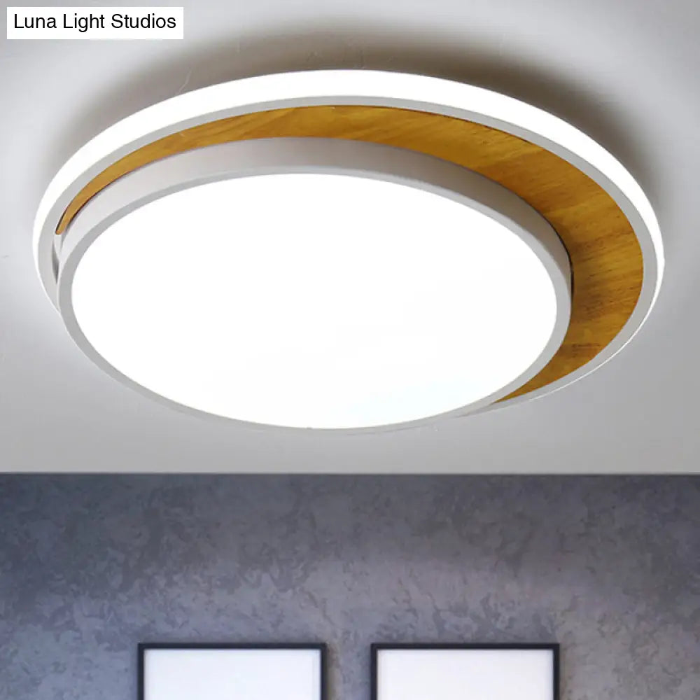 Contemporary Black/White Led Circle Flush Mount Ceiling Light Metal Fixture In White/Warm