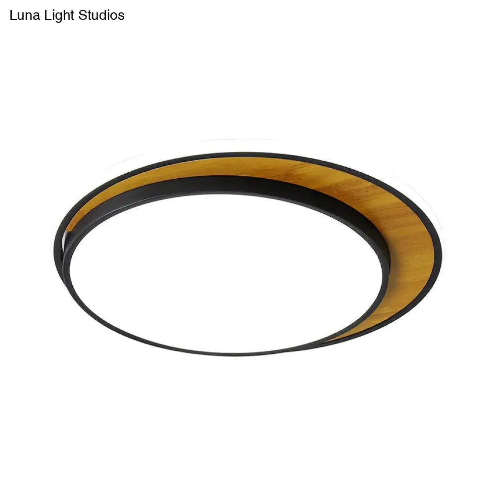 Contemporary Black/White Led Circle Flush Mount Ceiling Light Metal Fixture In White/Warm