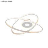 Contemporary Black/White Led Flush Mount Ceiling Light With Oval Frame Acrylic Shade - Warm/White