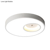 Contemporary Black/White Round Ceiling Flush Light 18’/23.5’ Wide - Led Acrylic Lighting For
