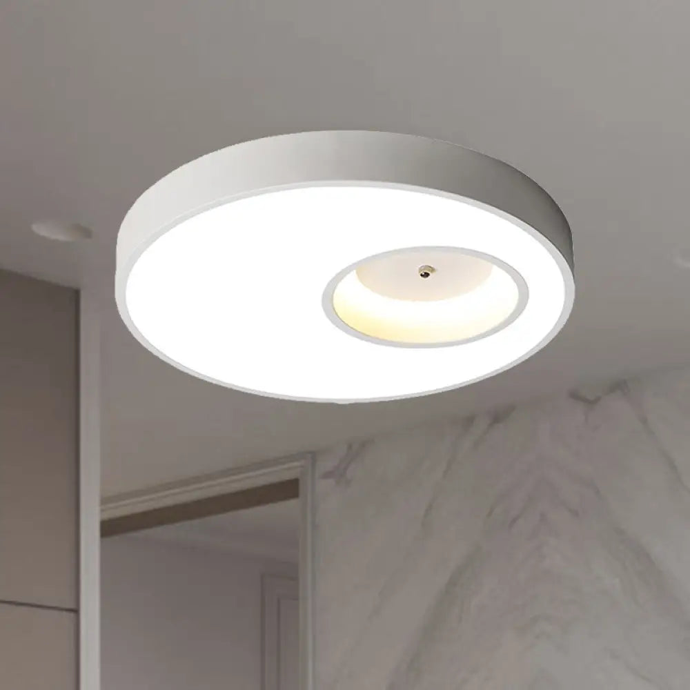 Contemporary Black/White Round Ceiling Flush Light 18/23.5 Wide - Led Acrylic Lighting For