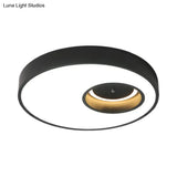Contemporary Black/White Round Ceiling Flush Light 18’/23.5’ Wide - Led Acrylic Lighting For