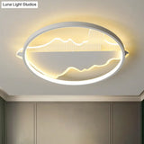 Contemporary Black/White Round Flush Ceiling Led Light In Warm/White - 9.5’/16.5’/20.5’ Width