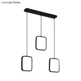 Contemporary Black/White Square Drop Pendant Led Acrylic Ceiling Light Fixture - Warm/White Lighting