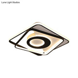 Contemporary Black/White Square Flushmount Led Ceiling Light For Bedroom - Sizes: 16’ 19.5’ 23.5