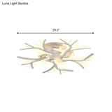 Contemporary Branch Acrylic Flush Light - White Ceiling Mount Fixture With Warm/White/Natural 3/5/9