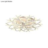 Contemporary Branch Acrylic Flush Light - White Ceiling Mount Fixture With Warm/White/Natural 3/5/9