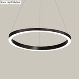 Contemporary Brown Acrylic Led Hoop Chandelier - Warm/White Light