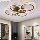 Contemporary Brown Led Ceiling Light - Petal Acrylic Flush For Living Room (Neutral/Warm/White)